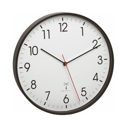 TFA Wandklok radiogestuurd - aluminium geborsteld - Ø30,5cm