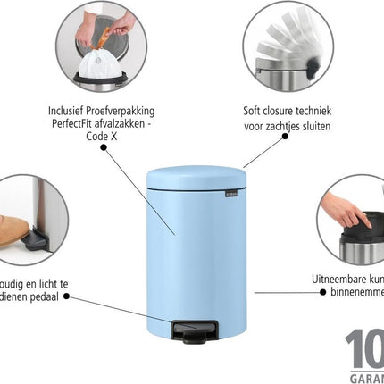 Brabantia Newlcon Pedaalemmer 12L - Dreamy Blue