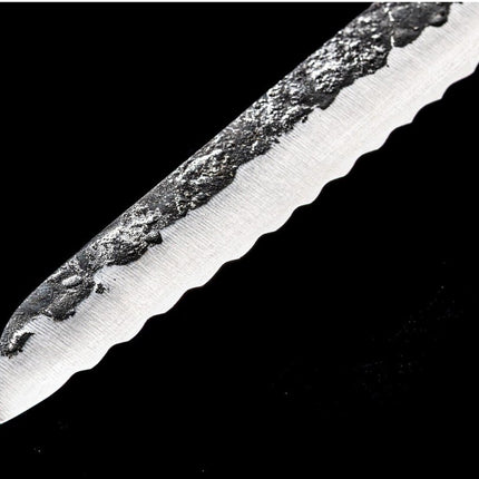 Forged Olive Universeel mes gekarteld