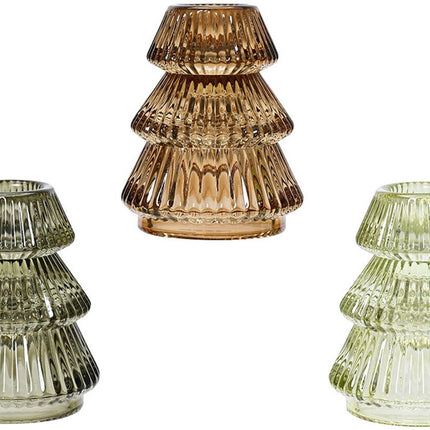 Theelichthouder glas - 6,5xh.8cm - assortie