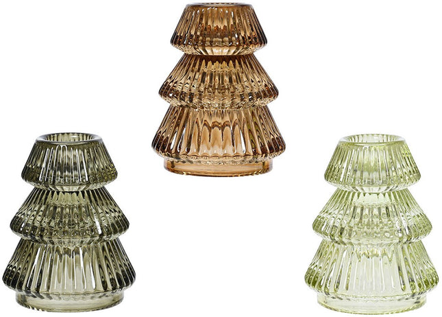 Theelichthouder glas - 6,5xh.8cm - assortie