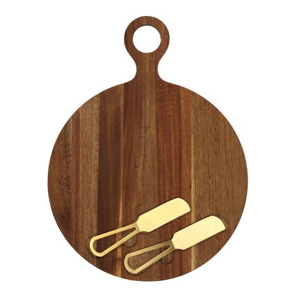 The Big Gifts Borrelplank Acacia met 2 Gouden Botermesjes