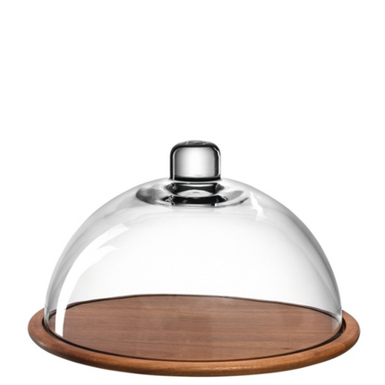 Leonardo Cucina kaasstolp 2-delig - houten plateau & glazen stolp