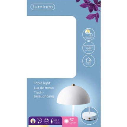 Lumineo LED oplaadbare tafellamp voor binnen 15 x 25 cm wit