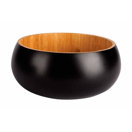 Cosy&Trendy Black&Wood Bamboe Saladekom - Ø20xH8 cm