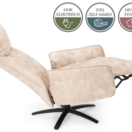 HK Fauteuil LIEKE 3 motoren + gaslift poot Polaris Greige PBV9