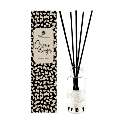 The Big Gifts Geurstok Zwart/Beige – White Cotton 60ml