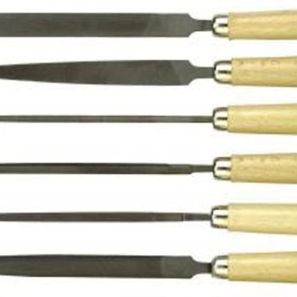 Connex Sleutelvijlen 6-delig set met houten handvat 100 mm