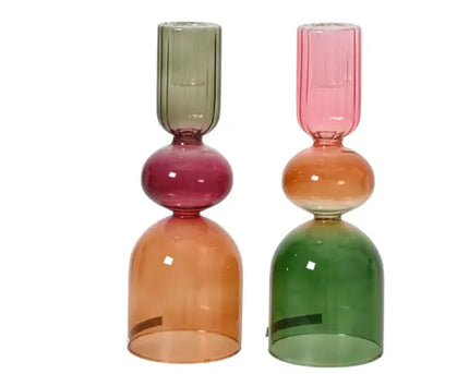 Kandelaar glas - 8 x H 23 cm