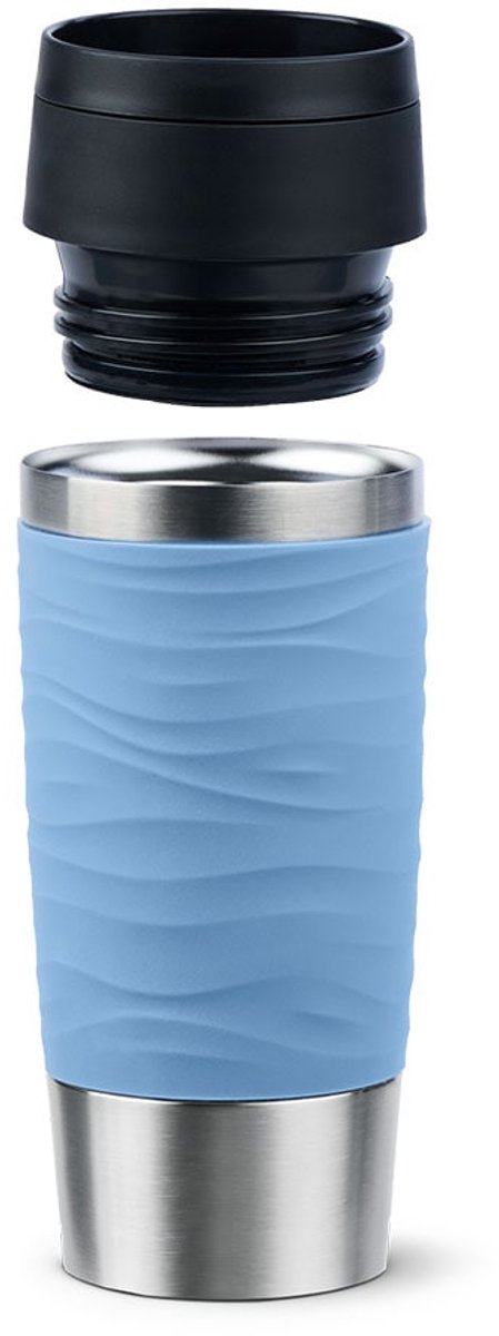 Emsa Travel Mug Classic Waves Isoleerbeker 0.36 L - RVS/blauw