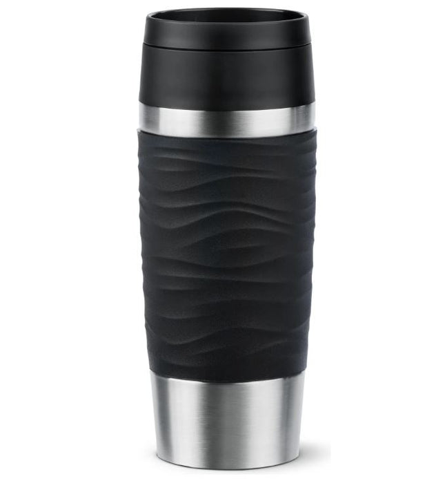 Emsa Travel Mug Classic Waves Isoleerbeker 0.36 L - RVS/zwart