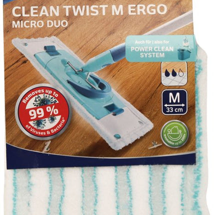 Leifheit Clean Twist overtrek - klittenband vloerwisser ergo micro duo - 33 cm