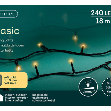 Lumineo LED Basic lights voor binnen en buiten - 1800cm - 240 lamps - soft gold