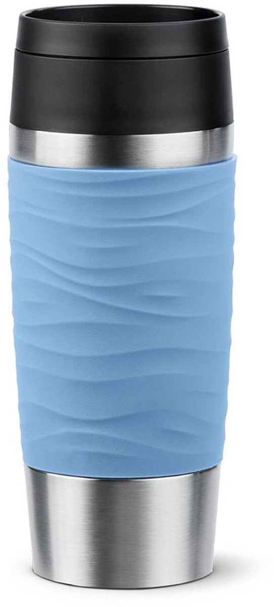 Emsa Travel Mug Classic Waves Isoleerbeker 0.36 L - RVS/blauw