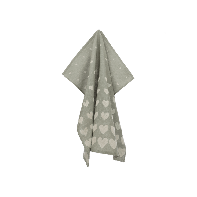 Bunzlau Castle Theedoek Hearts - Dark Green