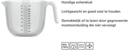 Mepal Chef It Maatbeker 1000 ml - transparant