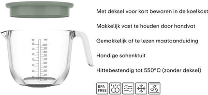 Mepal Chef It Maatbeker met deksel 1000 ml - nordic sage
