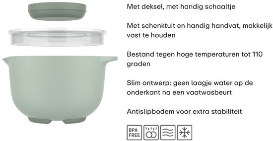 Mepal Chef It Beslagkom met Spatdeksel 3000 ml - Chalk