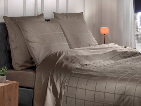 Heckettlane Dekbedovertrek Diamante satijn 240x200/220 cm Taupe grey
