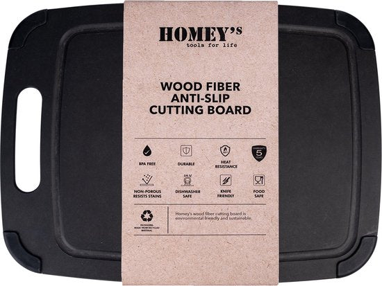 Homey's Snijplank Houtvezel 37x27,5 cm - zwart