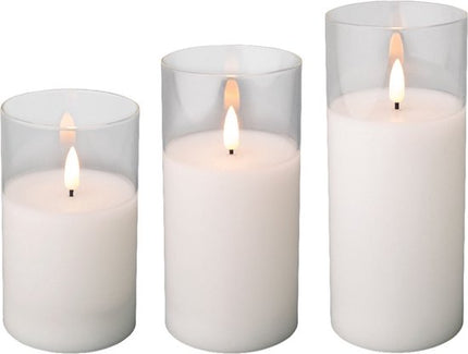 Lumineo LED kaarsen in glas set van 3 stuks - wit