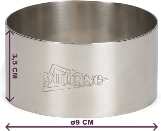 Patisse Kook-ring Laag 9 cm – RVS Garneerring