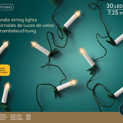 Lumineo LED kaarsverlichting voor binnen - 725 cm - 30 lamps - klassiek warm