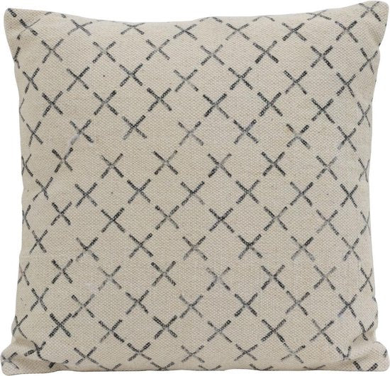 Kussen 50x50 cm KADRIYE zwart-wit kruisprint