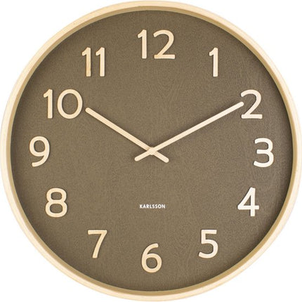 Karlsson Wall clock Pure wood grain medium - moss green - Ø40cm