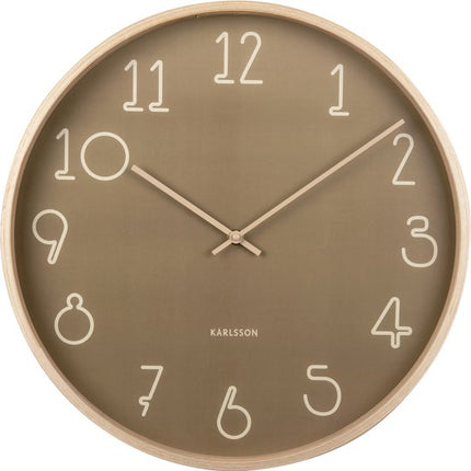 Karlsson Wall Clock Sencillio - moss green + sand brown
