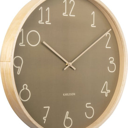 Karlsson Wall Clock Sencillio - moss green + sand brown