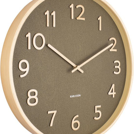 Karlsson Wall clock Pure wood grain medium - moss green - Ø40cm