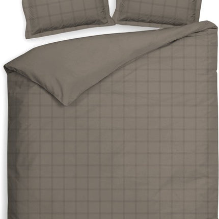 Heckettlane Dekbedovertrek Diamante, satijn 240x200/220 cm, Taupe grey