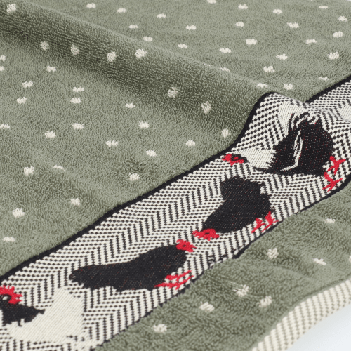 Bunzlau Castle Kitchen Towel Chickens Dark Green