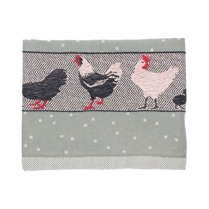 Bunzlau Castle Tea Towel Chickens Dark Green