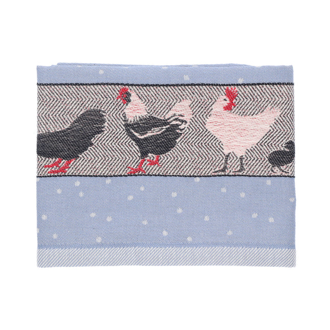 Bunzlau Castle Tea Towel Chickens Grey/Blue