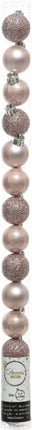 Kerstballen kunststof - koker 14 stuks - poederroze - Ø 3cm