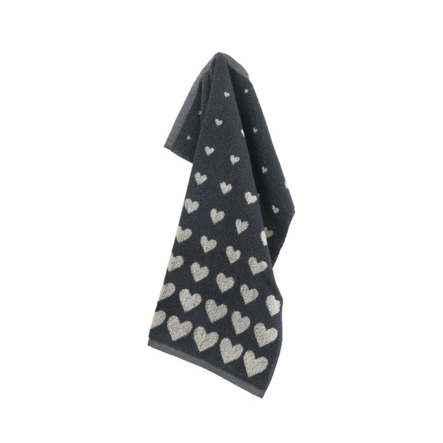 Bunzlau Castle Kitchen Towel Hearts - Anthracite
