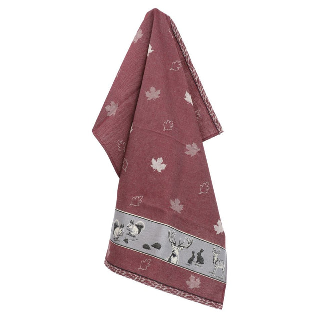 Bunzlau Castle Theedoek Forest Animals - Burgundy