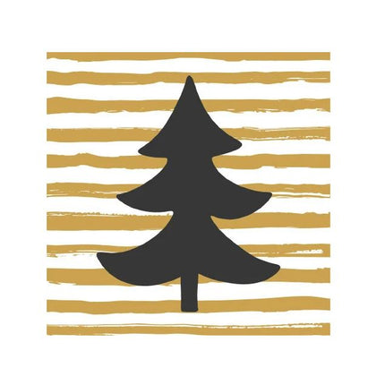 Duni servetten Golden Stripe Tree - 33x33cm