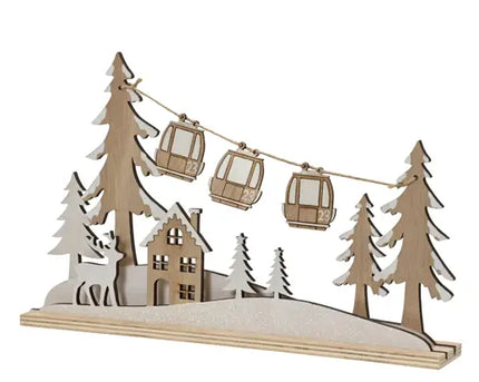 Kerst tafereel - 30 x 5 x H19 cm - Naturel