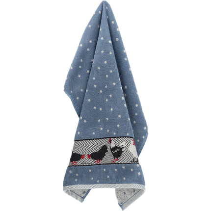 Bunzlau Castle Kitchen Towel Chickens Grey/Blue