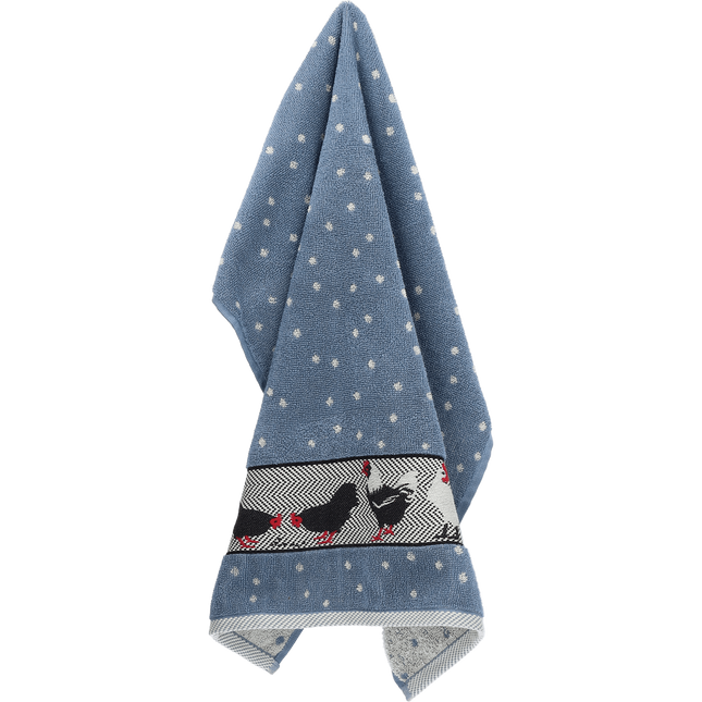 Bunzlau Castle Kitchen Towel Chickens Grey/Blue
