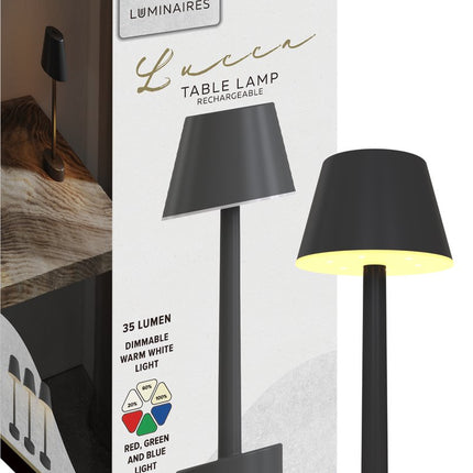 Calex Lucca Oplaadbare Tafellamp - Zwart