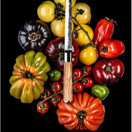 Forged Olive Universeel mes gekarteld