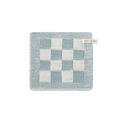 Knit Factory Pannenlap Grote Blok Ecru/Stone Green