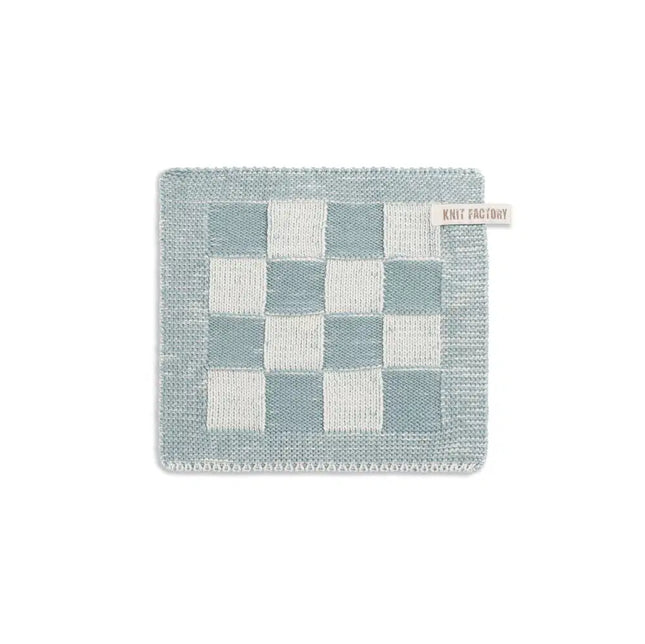 Knit Factory Pannenlap Grote Blok Ecru/Stone Green