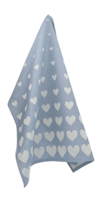 Bunzlau Castle Tea Towel Hearts Grey/Blue