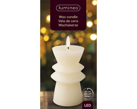 Lumineo LED kaars wax Ø 7,7 x 14,5 cm - crème