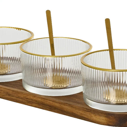 Tapasset acaciahout incl.bakjes en lepeltjes - 29x10xh.5,6cm